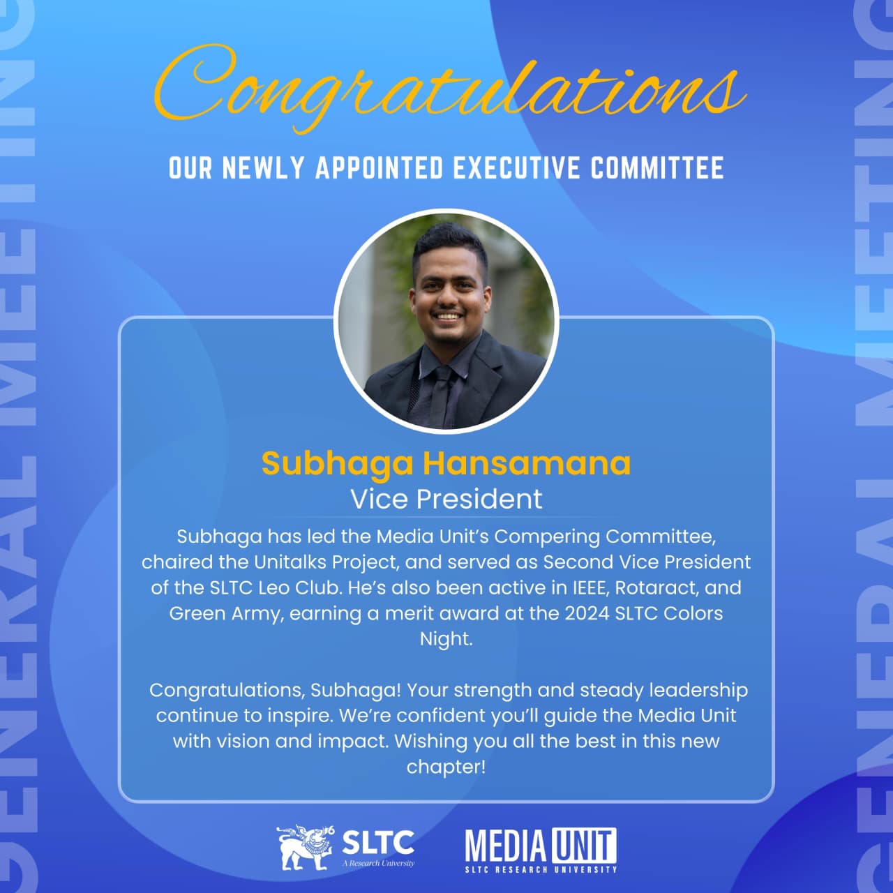 SLTC Media Unit Vice President